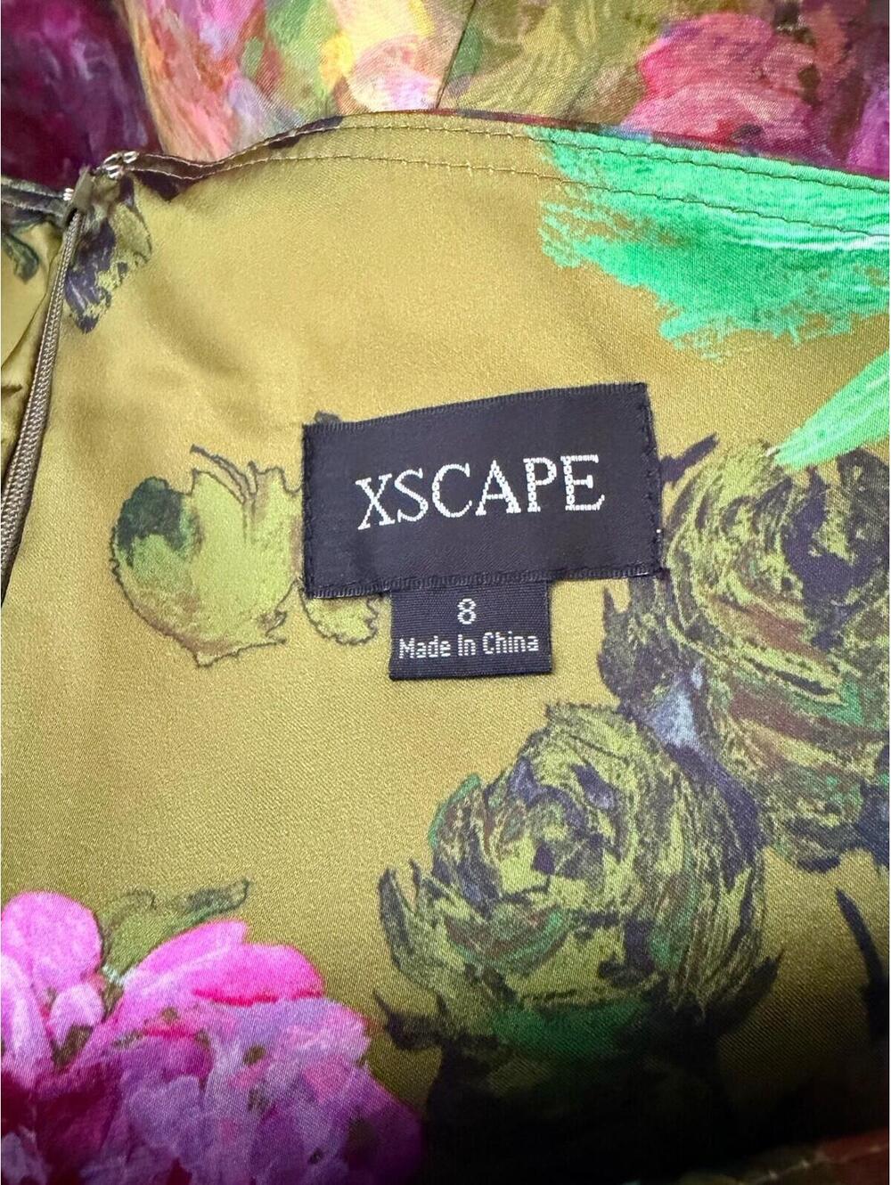 New Xscape Evenings One-Shoulder Floral Organza Gown In Green/ Multi Sz 8 $298 - Picture 11 of 13